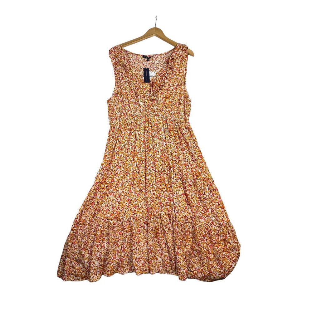 New Adrienne Vittadini Floral Print Rayon Dress size XL‎ Orange